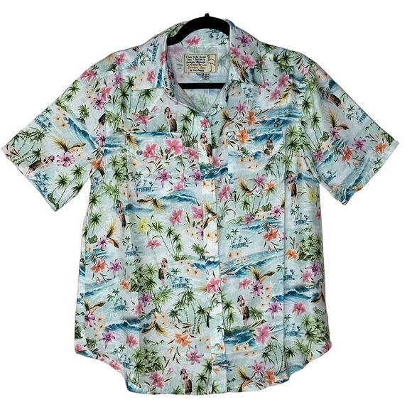Sandrine Rose Hawaiian Pearl Snap Shirt Multicolored Women Medium NWT Made USA - Picture 1 of 9